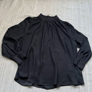 H&M Black Mock Neck Charcoal Patterned Blouse Size 2XL